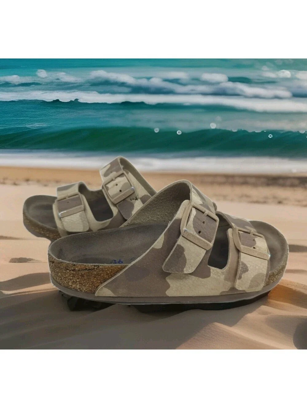 Birkenstock Arizona Desert Soil Camo Grey Sandals Limited Soft 36 US Women 5 5.5